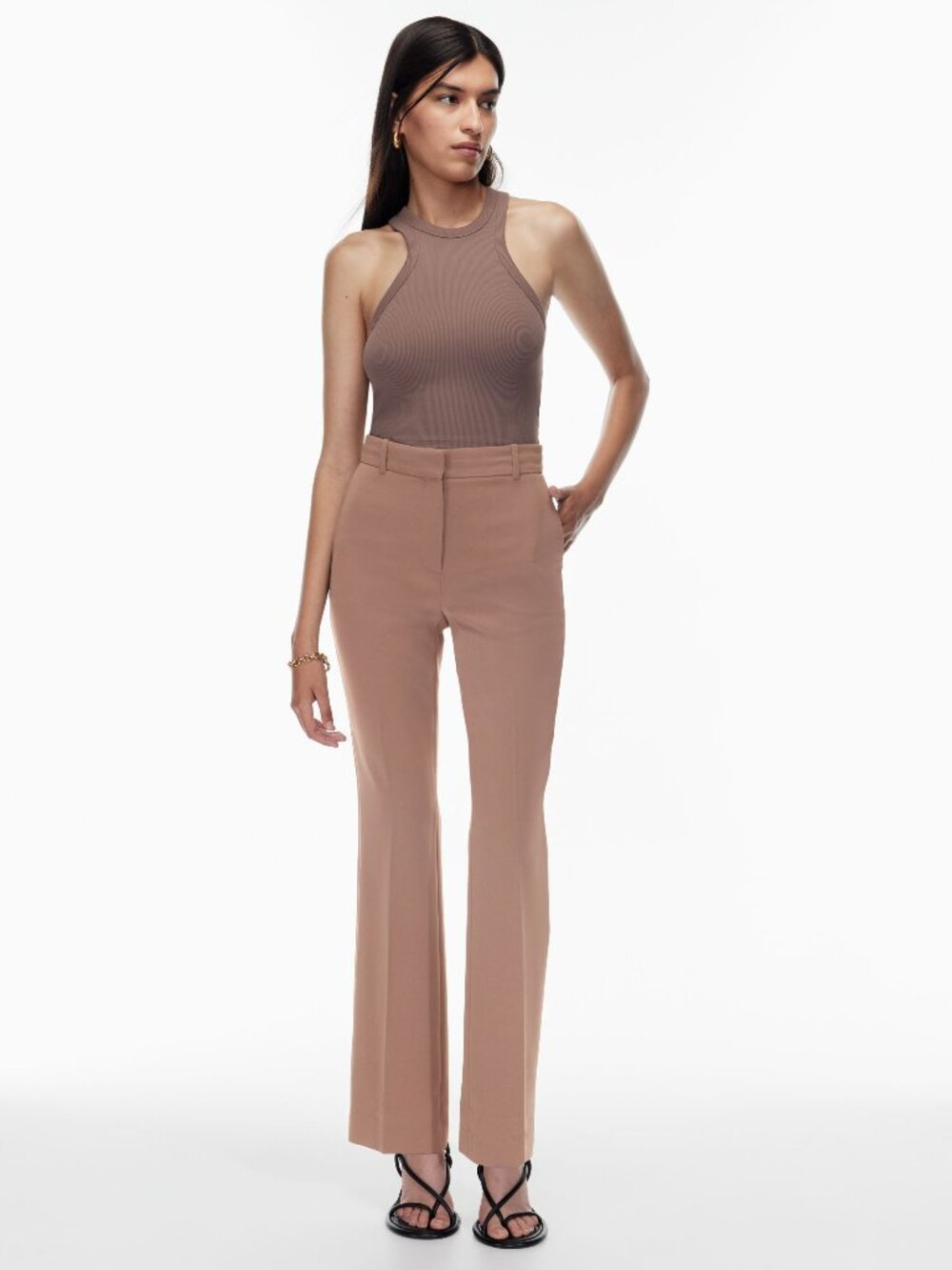 Aritzia Babaton Publish Pant High-Rise Bootcut Trousers Deep Taupe - Sz 12